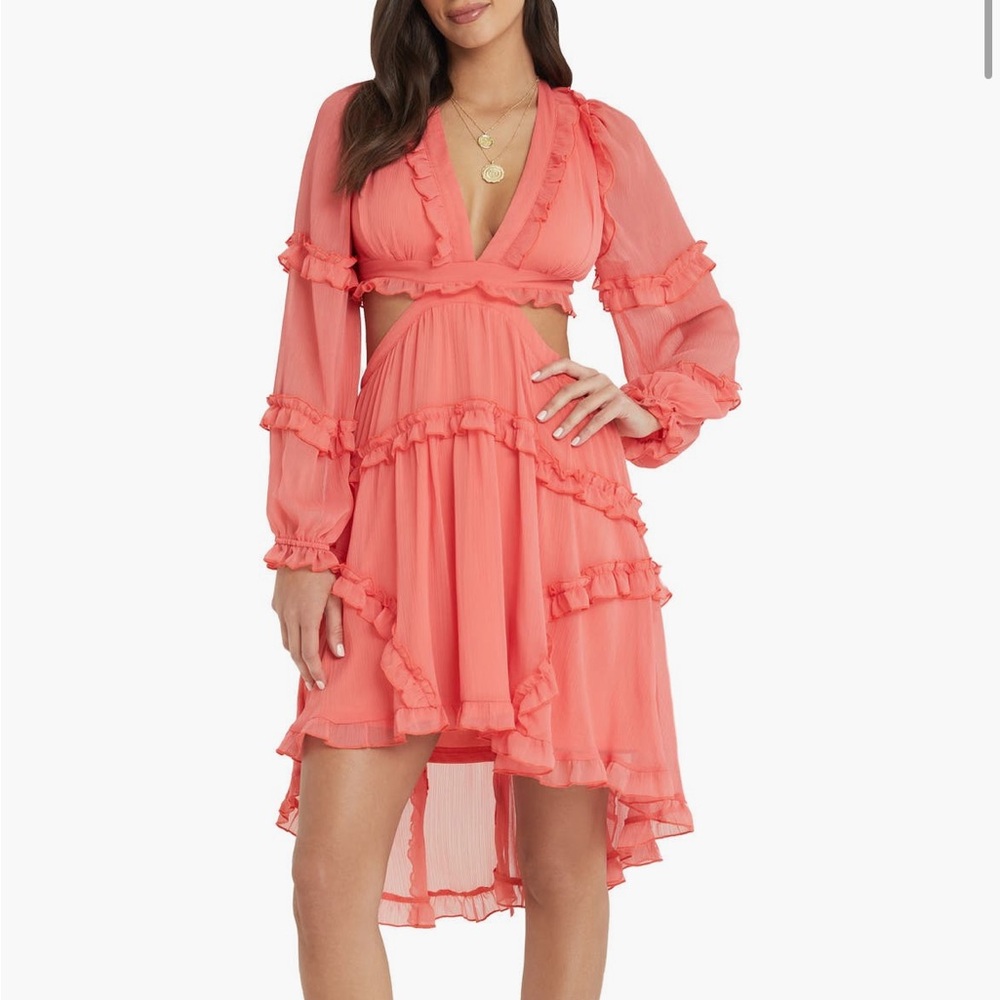Vici Coral High Low Ruffle Dress